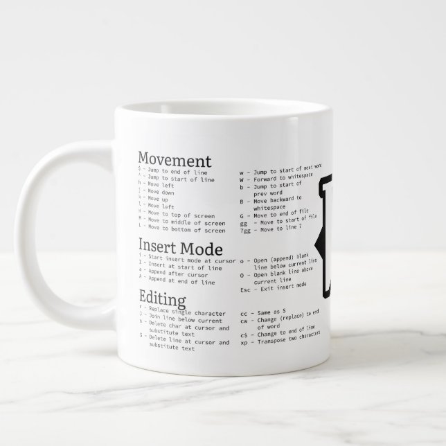 Mug feuille de triche VIM (Gauche)