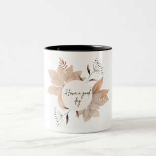 Mug Feuille illustrée en beige