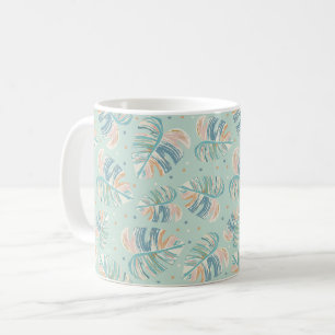 Mug Feuille Monstera - Turquoise, Vert, Corail, Moutar