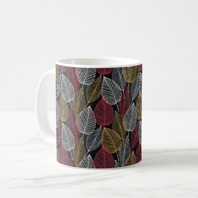 Mug Feuille squelette moderne Motif d'automne (Devant gauche)