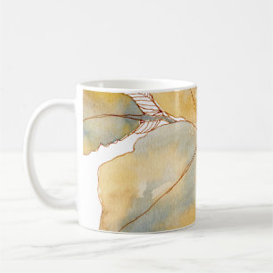 Mug Feuilles botaniques aquarelles bleu or mat