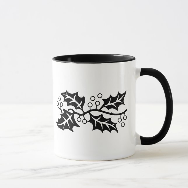 Mug - Feuilles creux en noir et blanc (Droite)