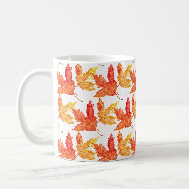 Mug Feuilles d'automne aquarelle Automne Arbre rustiqu (Gauche)