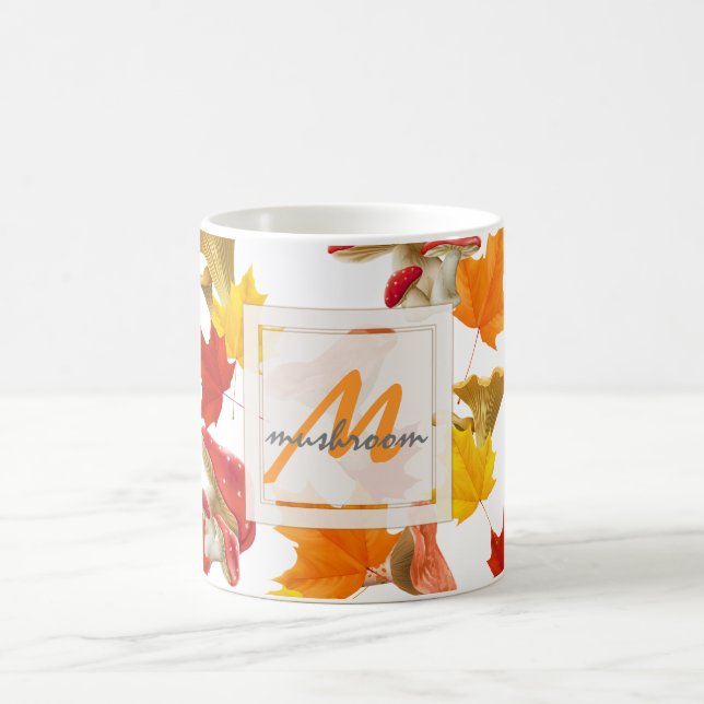 Mug Feuilles d'automne colorées et champignons Monogra (Centre)