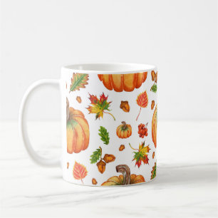 Mug Feuilles d'automne, glands : motif d'aquarelle.