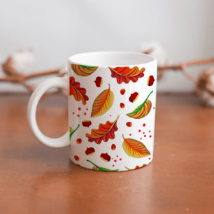 Mug Feuilles d'automne Noix châtaignes Motif Élégant a