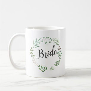 Mug Feuilles de couronne vert botanique Mariée