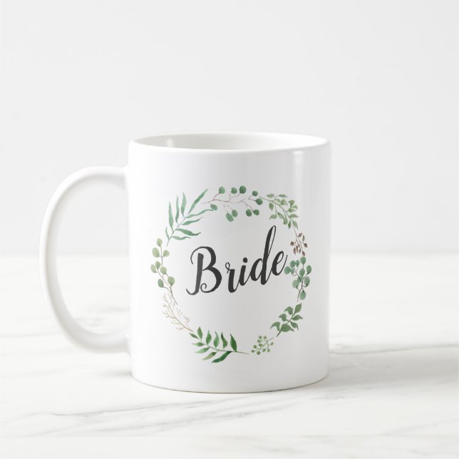 Mug Feuilles de couronne vert botanique | Mariée (Gauche)