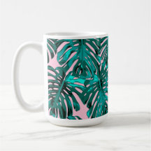 Feuilles de la jungle tropicale Turquoise rose