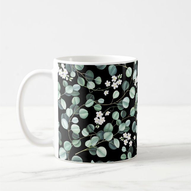 Mug Feuilles de l'Eucalyptus : Motif de fleurs blanche (Gauche)