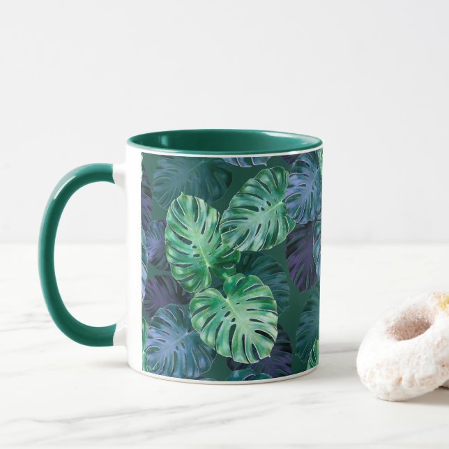 Mug Feuilles de Monstera Tropical (Avec donut)