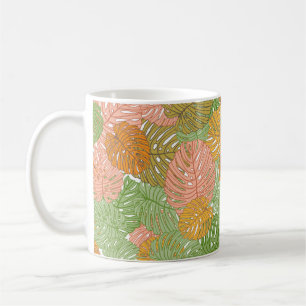Mug Feuilles de monstère tropicale, coloré et transpar