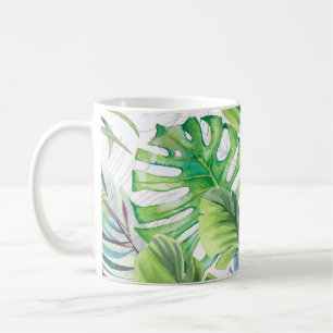 Mug Feuilles de palmier d'aquarelle, arrière - plan ex