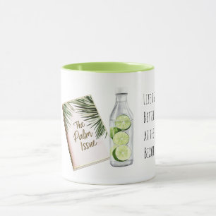 Mug Feuilles de palmier tropical Citrons blancs verts