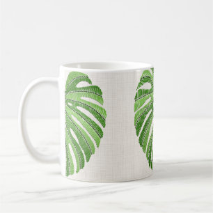 Mug Feuilles de palmiers brodés. Monstère tropicale ve
