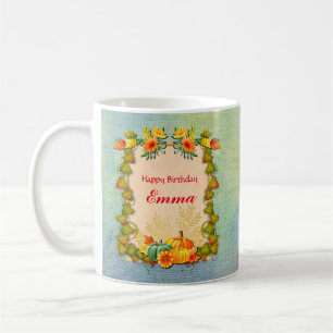 Mug Feuilles d'érable, citrouilles et fleurs vibrantes