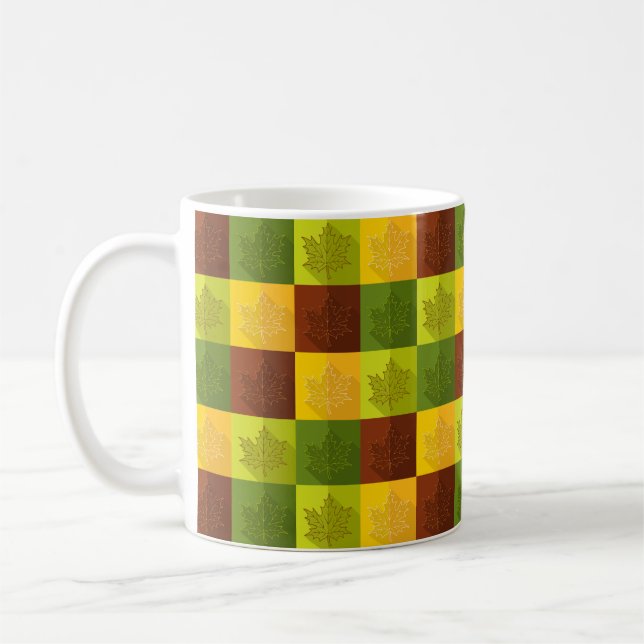 Mug Feuilles d'érable d'automne, brun et vert (Gauche)