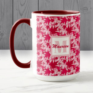 Mug Feuilles d'érable sur un Arrière - plan rose