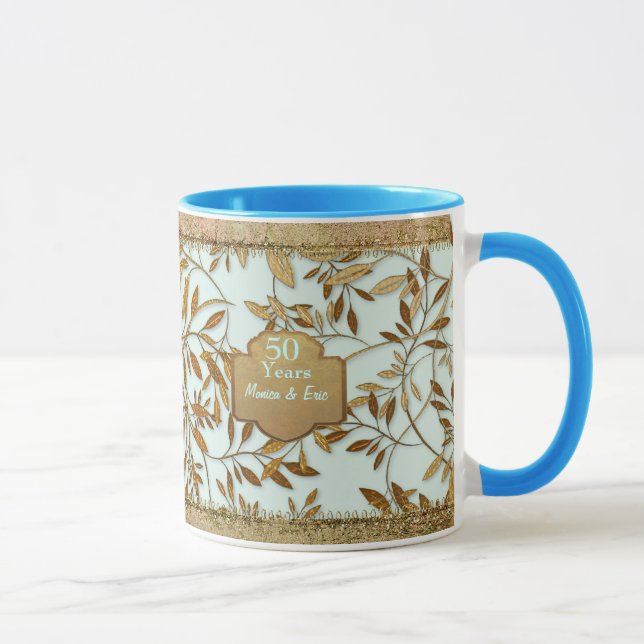 Mug Feuilles d'or 50e anniversaire Mariage (Droite)