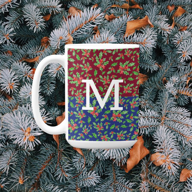 Mug Feuilles et baies de Noël rouges et verts (Créateur téléchargé)