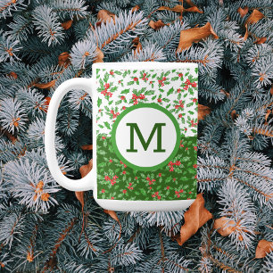 Mug Feuilles et baies de Noël rouges et verts