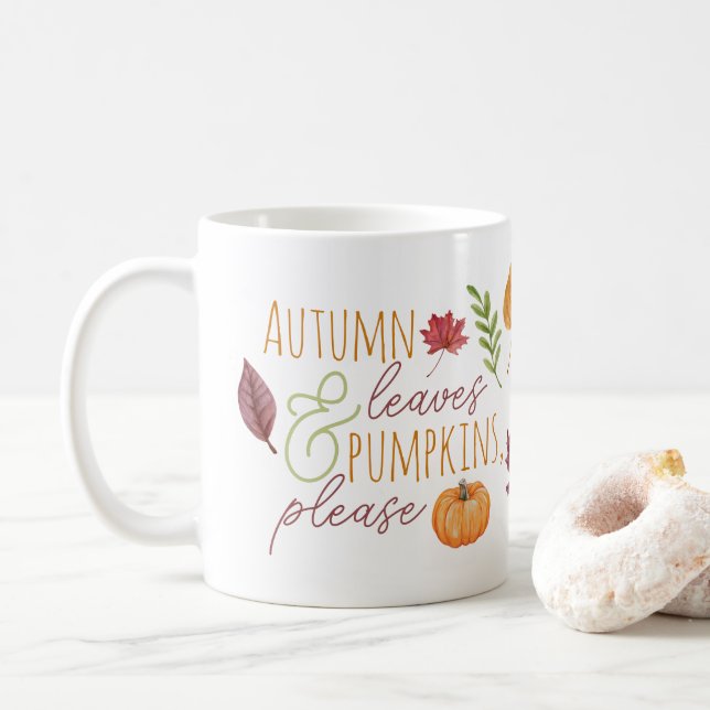 Mug "Feuilles et Citrouilles d'automne, s'il vous plaî (Avec donut)