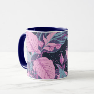 Mug Feuilles pastel sur Arrière - plan foncé