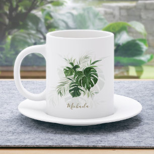Mug Feuilles tropicales aquarelles personnalisées