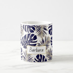 Mug Feuilles tropicaux bleu marine et or