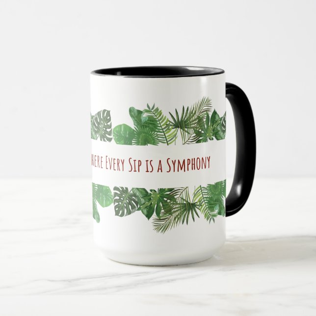 Mug Feuilles tropicaux - Motif de feuillage de la jung (Devant droit)