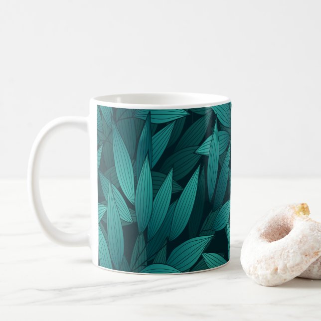 Mug Feuilles tropicaux rayonnants (Avec donut)