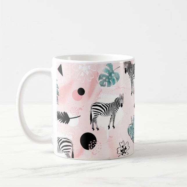 Mug Feuilles tropicaux Zebras Cravate-Dye Motif (Gauche)