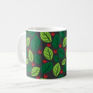 Mug Feuilles verts, Berries Rouges, Motif Des Feuilles