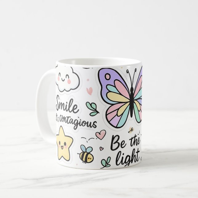 Mug Feuillet d'autocollants Kawaii-Boho (Devant gauche)