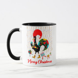 Mug Feux de Noël, baubles, cadeaux et coq