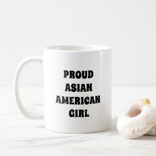 Mug Fier Asiatique Américaine Fille, noir blanc