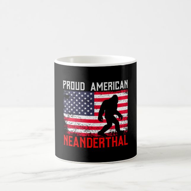Mug Fier Nandertal américain | États-Unis Drapeau & Bi (Centre)