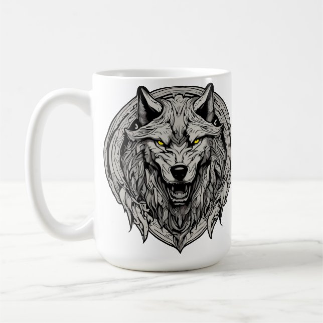 Mug Fierce Wolf Mandala : Symbole de force (Gauche)