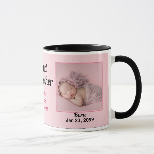Mug Fière Godmère rose et noir bébé photo (Droite)