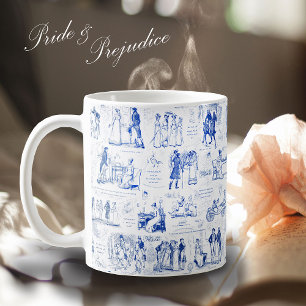 Mug Fierté et préjugé Citations de toile bleue
