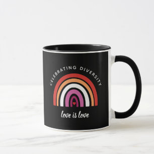 Mug Fierté lesbienne célébrant la diversité L'amour es