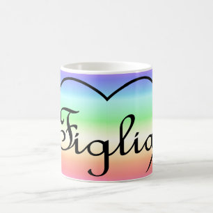 Mug Figlia Fille Coeur arc-en-ciel italien
