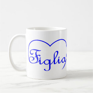 Mug Figlia Fille Coeur bleu italien