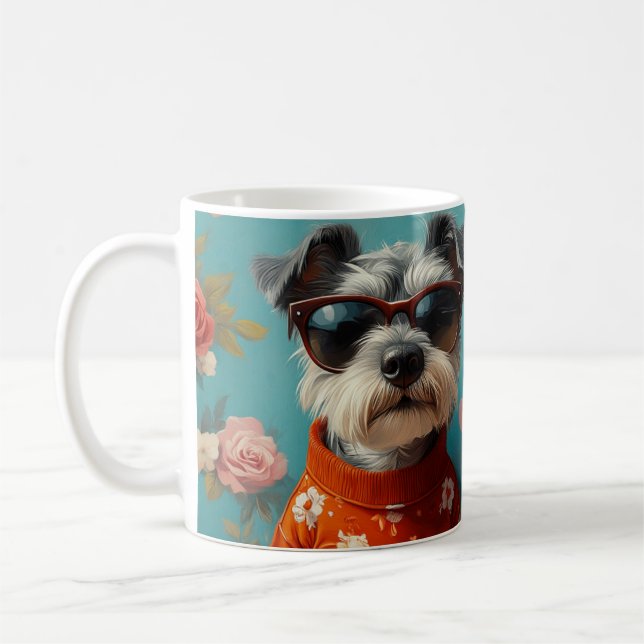 Mug Fil Fox Terrier avec Coeur Roses Saint Valentin (Gauche)