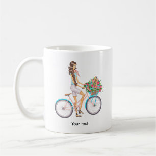 Mug Fille à bicyclette au printemps