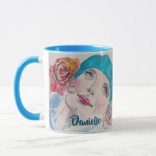 Mug Fille à l'aquarelle rouge du Beret