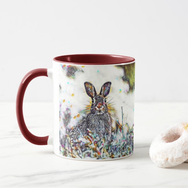 Mug Fille Abstraite fabriquée aux USA-Bunnies ! (Avec donut)