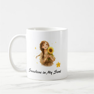 Mug Fille Anime avec Graphisme Esthétique Tournesol 