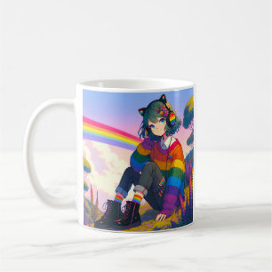 Mug Fille animée LGBTQIA+ Fierté lesbienne Personnalis