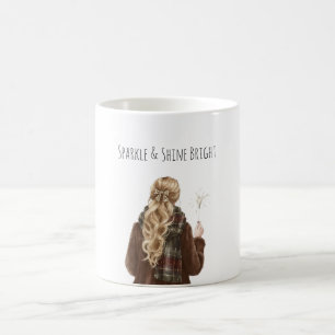 Mug Fille aux cheveux blonds scintillants Noël Nouvel 